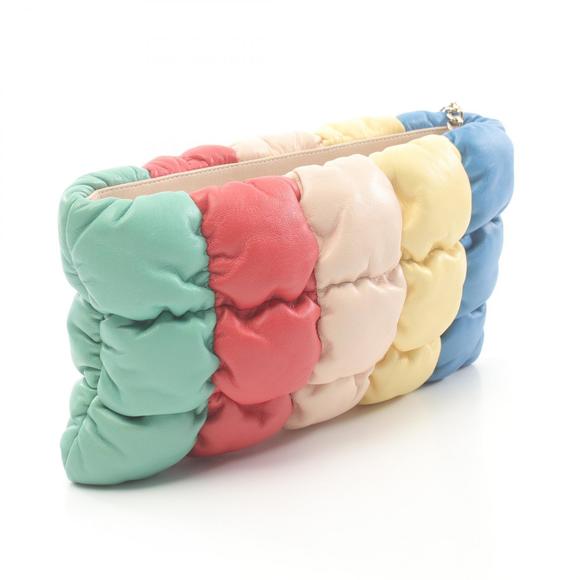 CHANEL Padding Shoulder Bag Clutch Lambskin Sheep Leather Multicolor - Picture 2 of 6